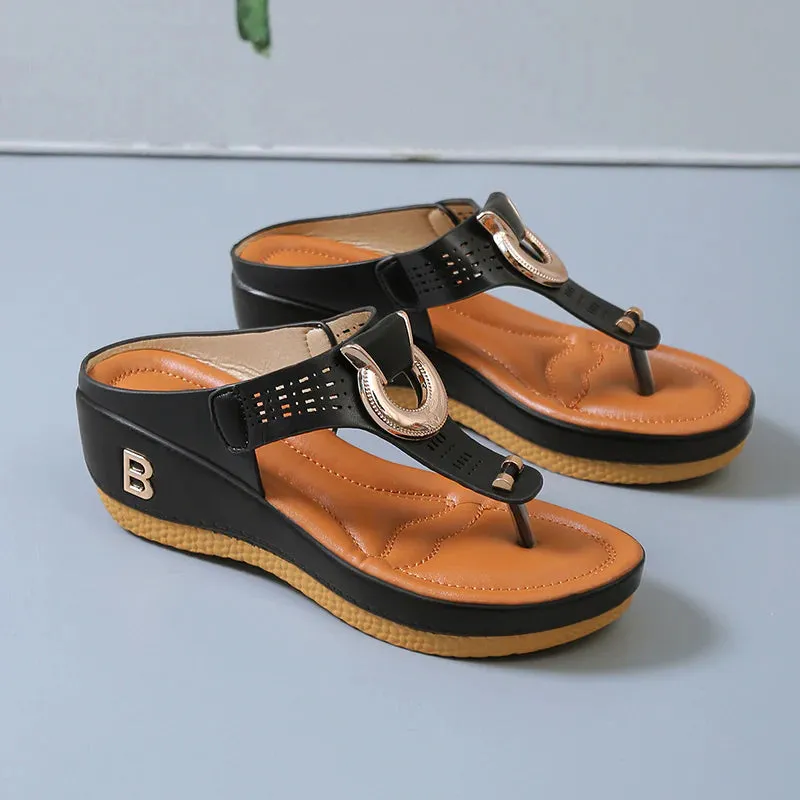 Flat Low-Wedge Trusted reviews Casual Shoes Sandals Flops Ladies Anti-Slip Flip Cross-border shipping Orthopedic Women