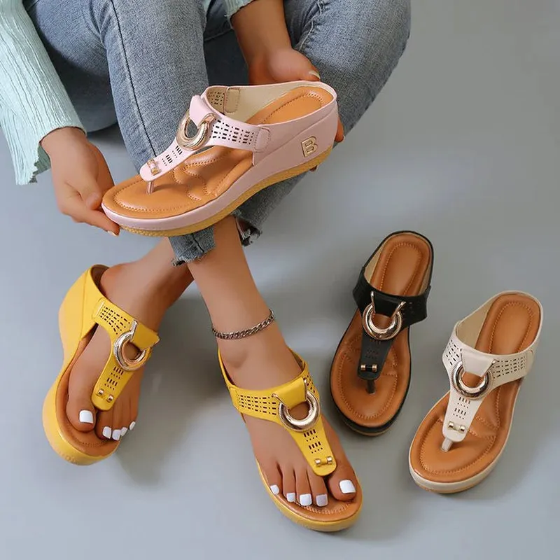 Flat Low-Wedge Trusted reviews Casual Shoes Sandals Flops Ladies Anti-Slip Flip Cross-border shipping Orthopedic Women