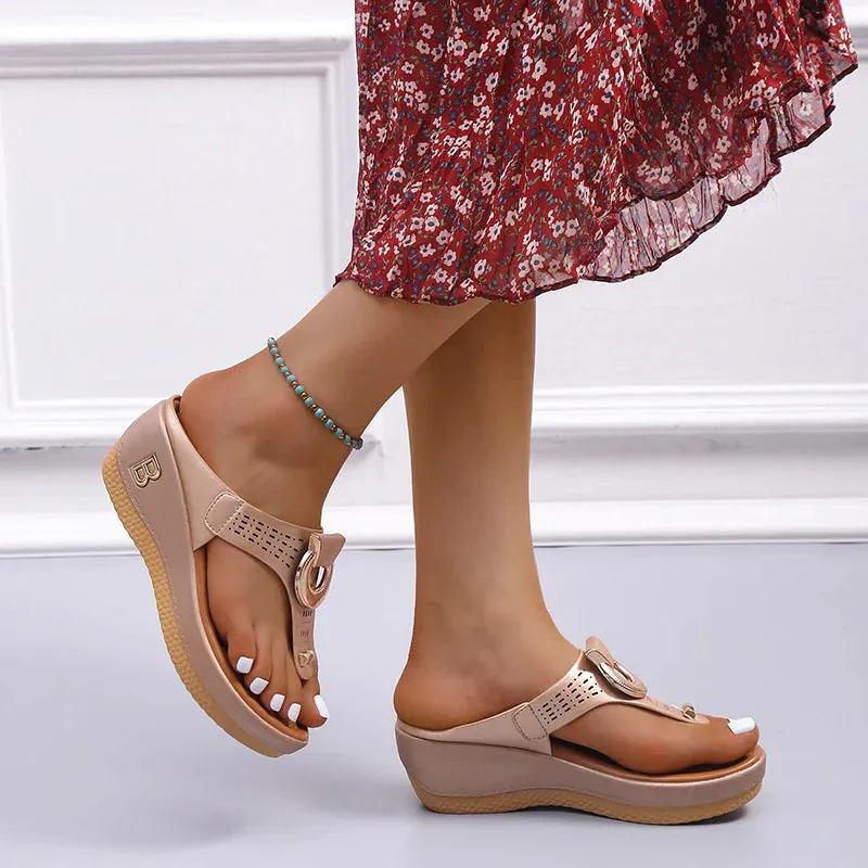 Flat Low-Wedge Trusted reviews Casual Shoes Sandals Flops Ladies Anti-Slip Flip Cross-border shipping Orthopedic Women
