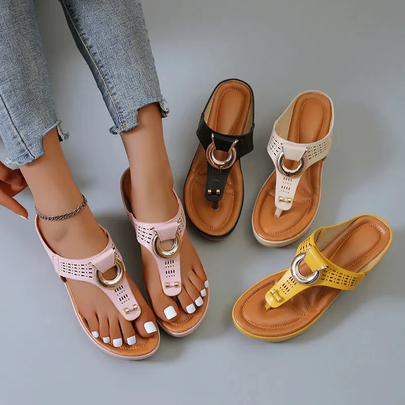 Flat Low-Wedge Trusted reviews Casual Shoes Sandals Flops Ladies Anti-Slip Flip Cross-border shipping Orthopedic Women