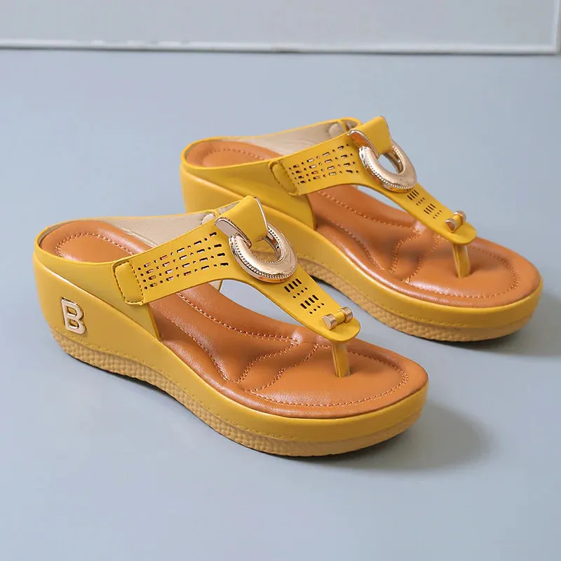 Flat Low-Wedge Trusted reviews Casual Shoes Sandals Flops Ladies Anti-Slip Flip Cross-border shipping Orthopedic Women