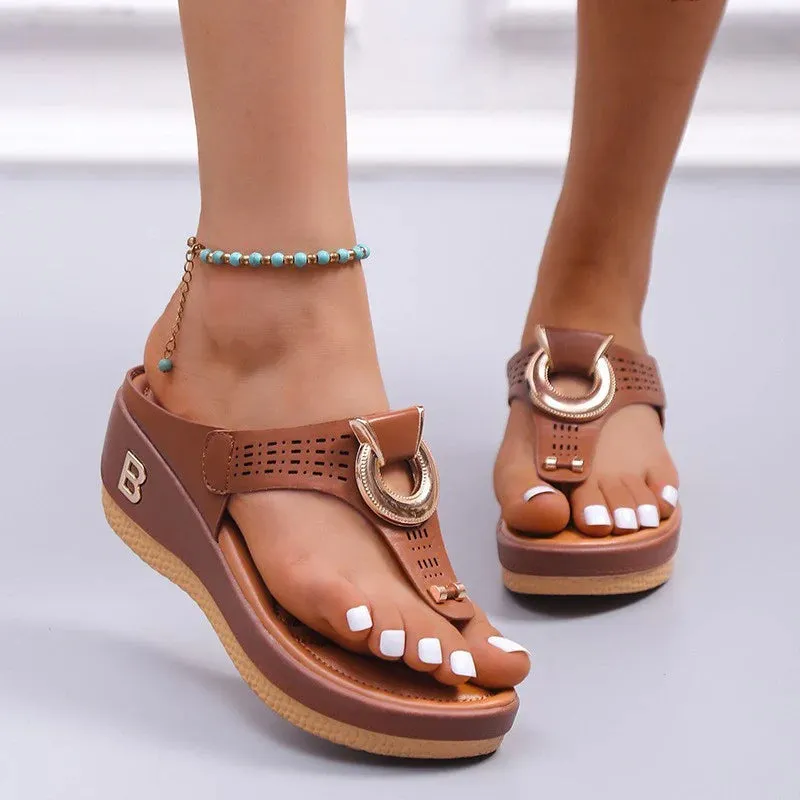 Flat Low-Wedge Trusted reviews Casual Shoes Sandals Flops Ladies Anti-Slip Flip Cross-border shipping Orthopedic Women