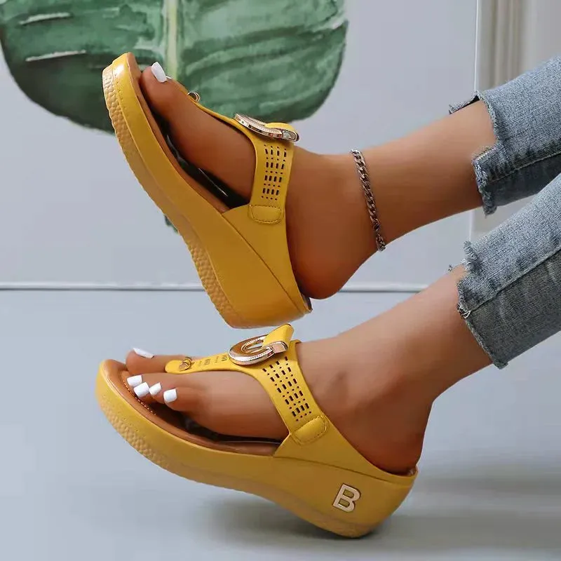 Flat Low-Wedge Trusted reviews Casual Shoes Sandals Flops Ladies Anti-Slip Flip Cross-border shipping Orthopedic Women