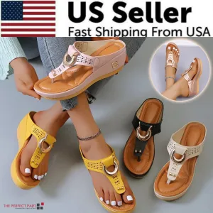 Flat Low-Wedge Trusted reviews Casual Shoes Sandals Flops Ladies Anti-Slip Flip Cross-border shipping Orthopedic Women