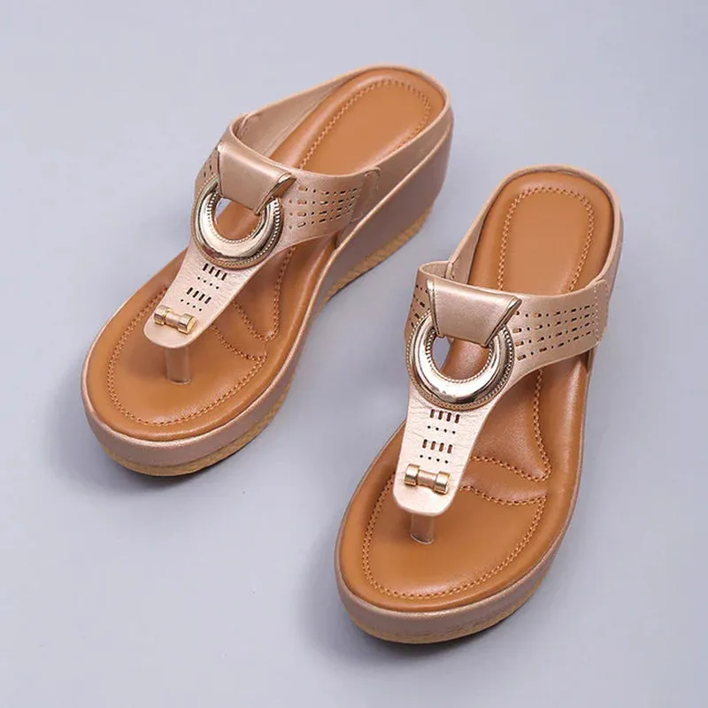 Flat Low-Wedge Trusted reviews Casual Shoes Sandals Flops Ladies Anti-Slip Flip Cross-border shipping Orthopedic Women