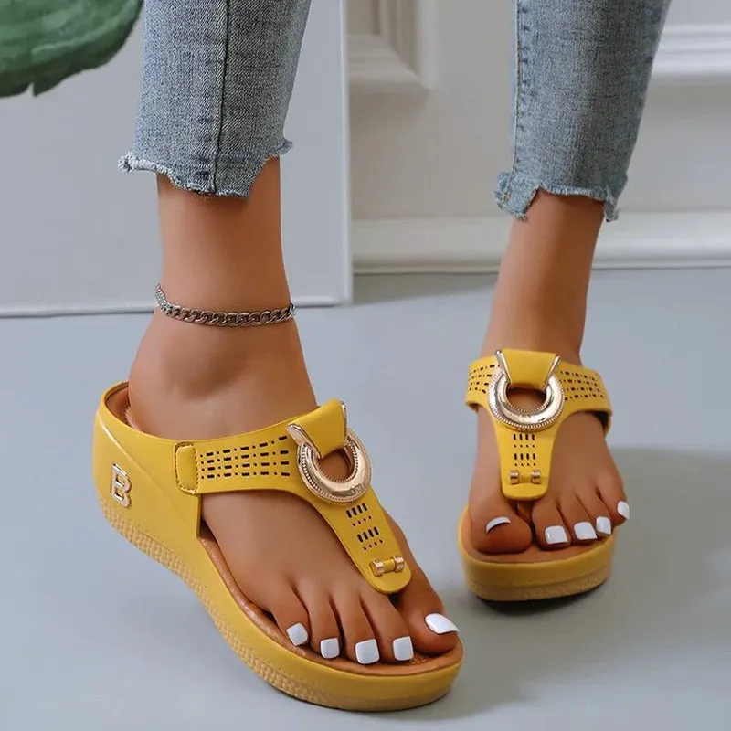 Flat Low-Wedge Trusted reviews Casual Shoes Sandals Flops Ladies Anti-Slip Flip Cross-border shipping Orthopedic Women