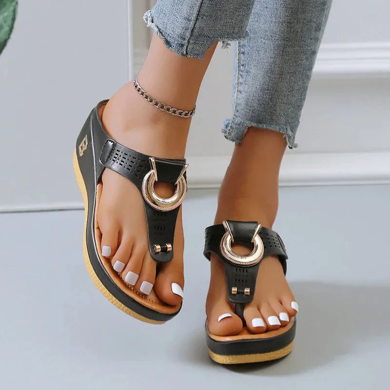 Flat Low-Wedge Trusted reviews Casual Shoes Sandals Flops Ladies Anti-Slip Flip Cross-border shipping Orthopedic Women