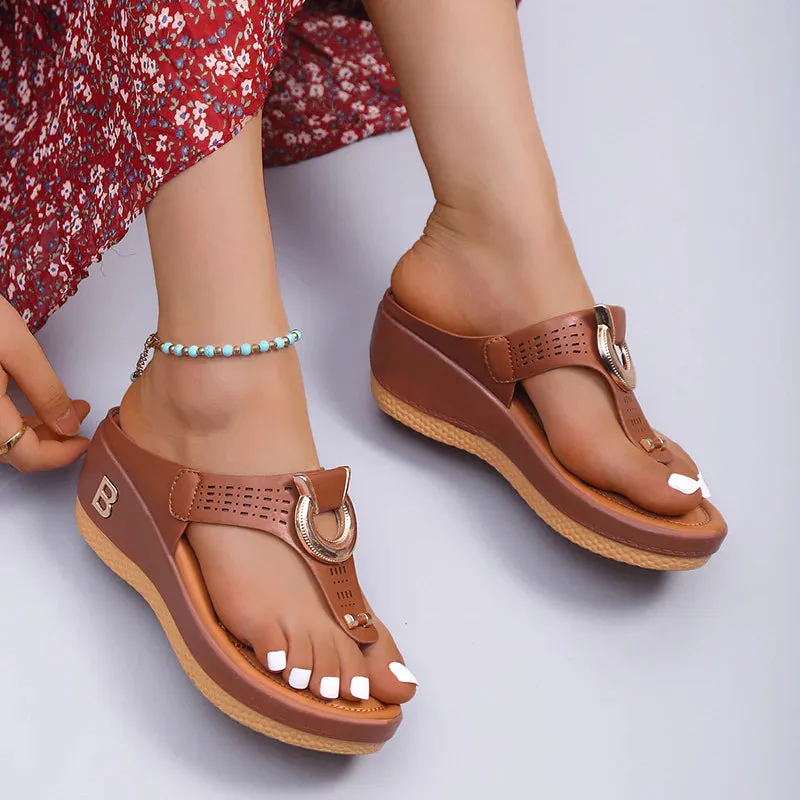 Flat Low-Wedge Trusted reviews Casual Shoes Sandals Flops Ladies Anti-Slip Flip Cross-border shipping Orthopedic Women