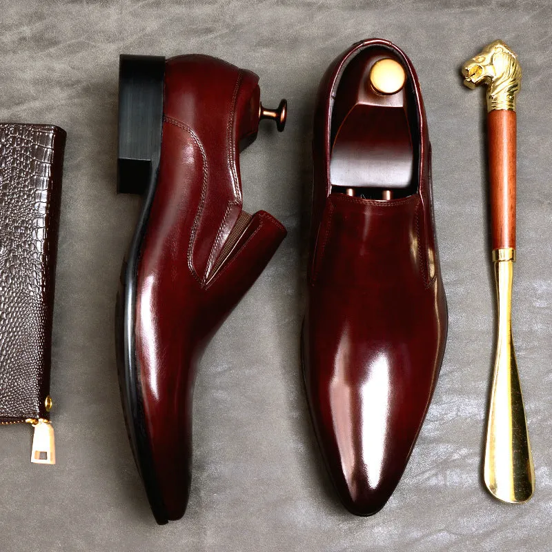Genuine Leather Formal Business Casual Leather Shoes Men's top Layer Cowhide Breathable Fashion Pointed-Toe Wedding Shoes25835