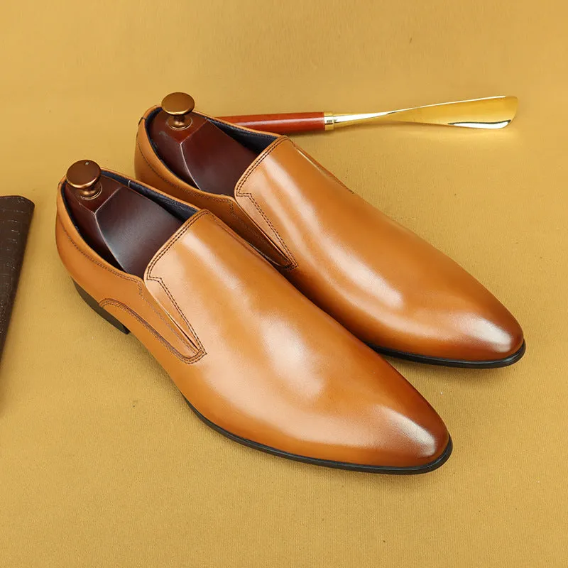 Genuine Leather Formal Business Casual Leather Shoes Men's top Layer Cowhide Breathable Fashion Pointed-Toe Wedding Shoes25835