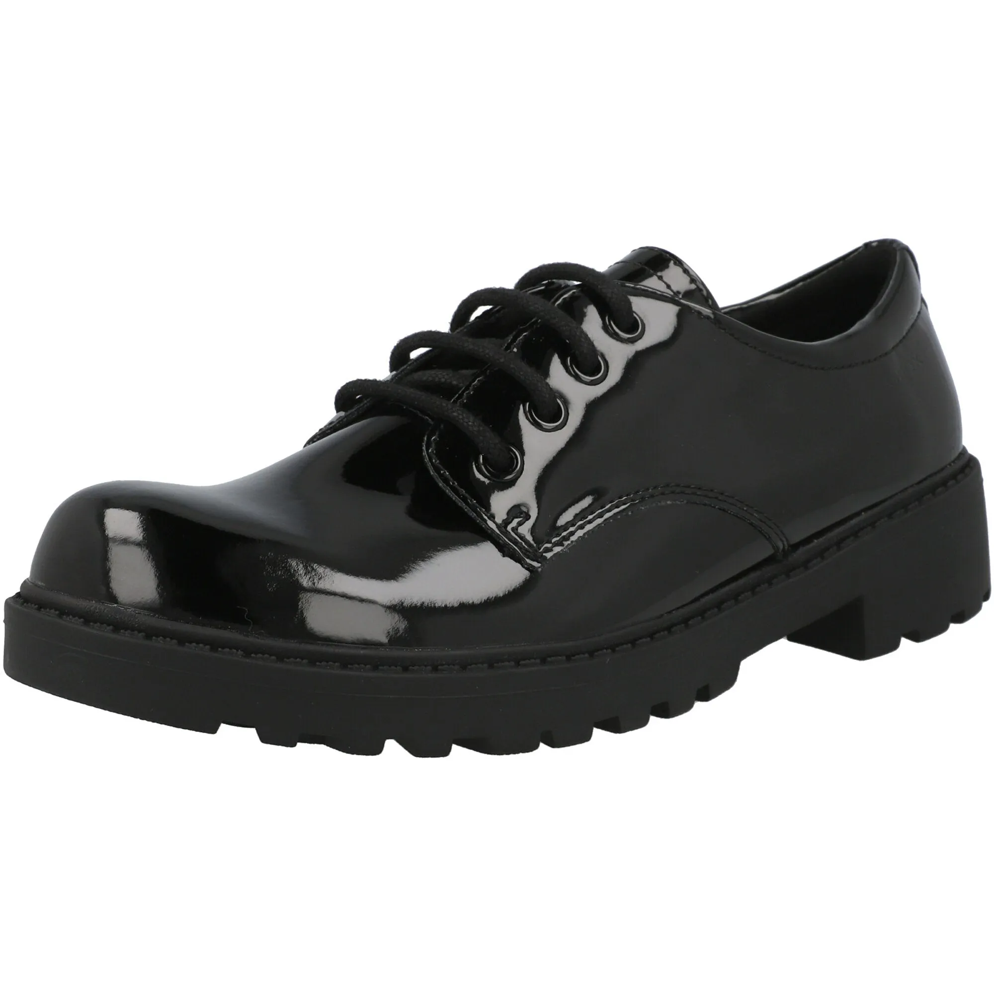 Geox Casey Black Derby School Shoes