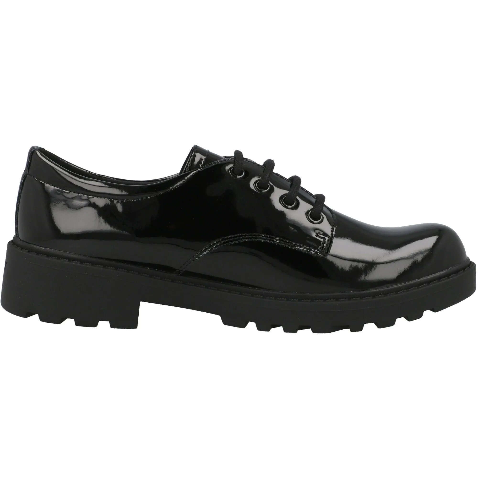 Geox Casey Black Derby School Shoes