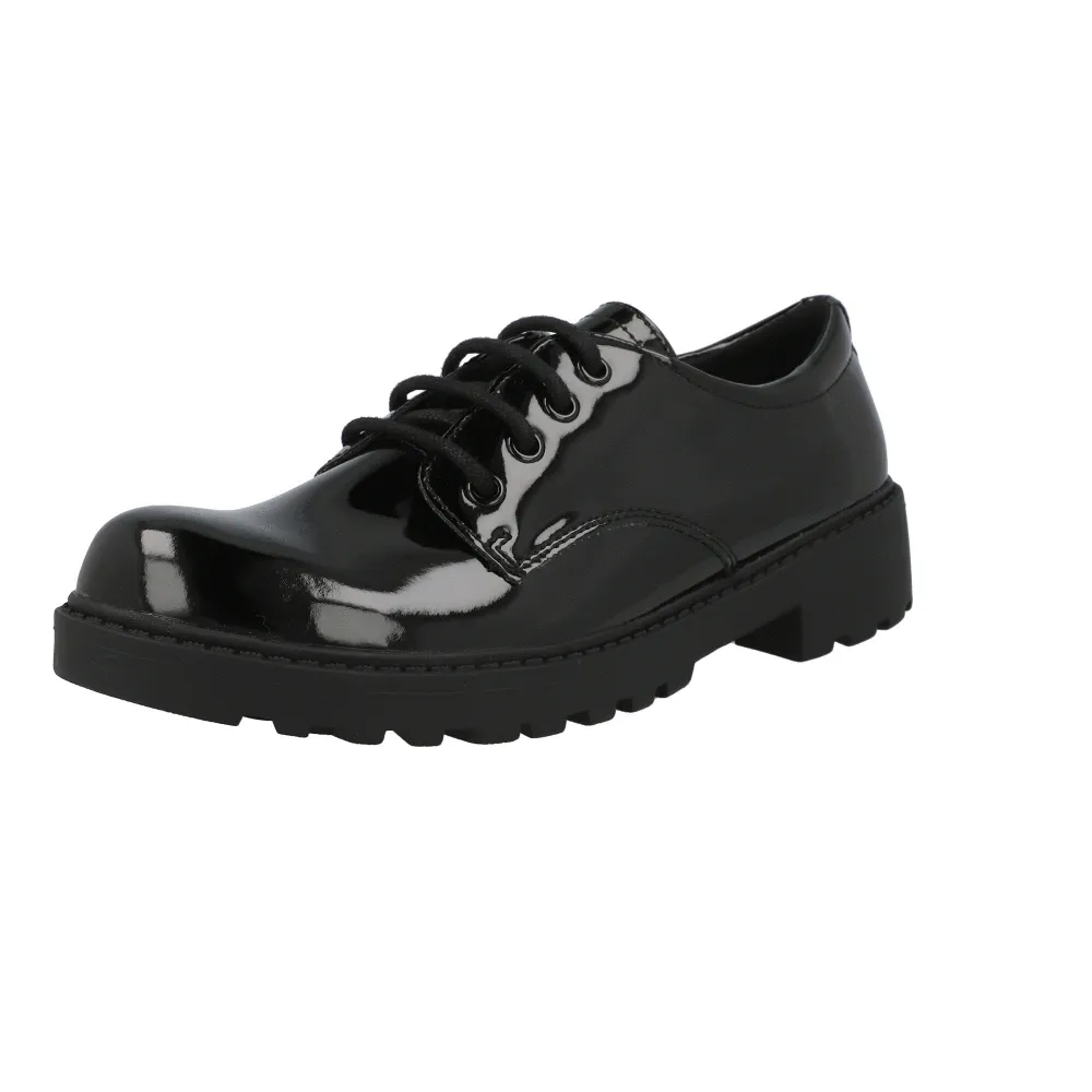 Geox Casey Black Derby School Shoes