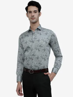 Green Printed Slim Fit Party Wear Shirt | JB Studio