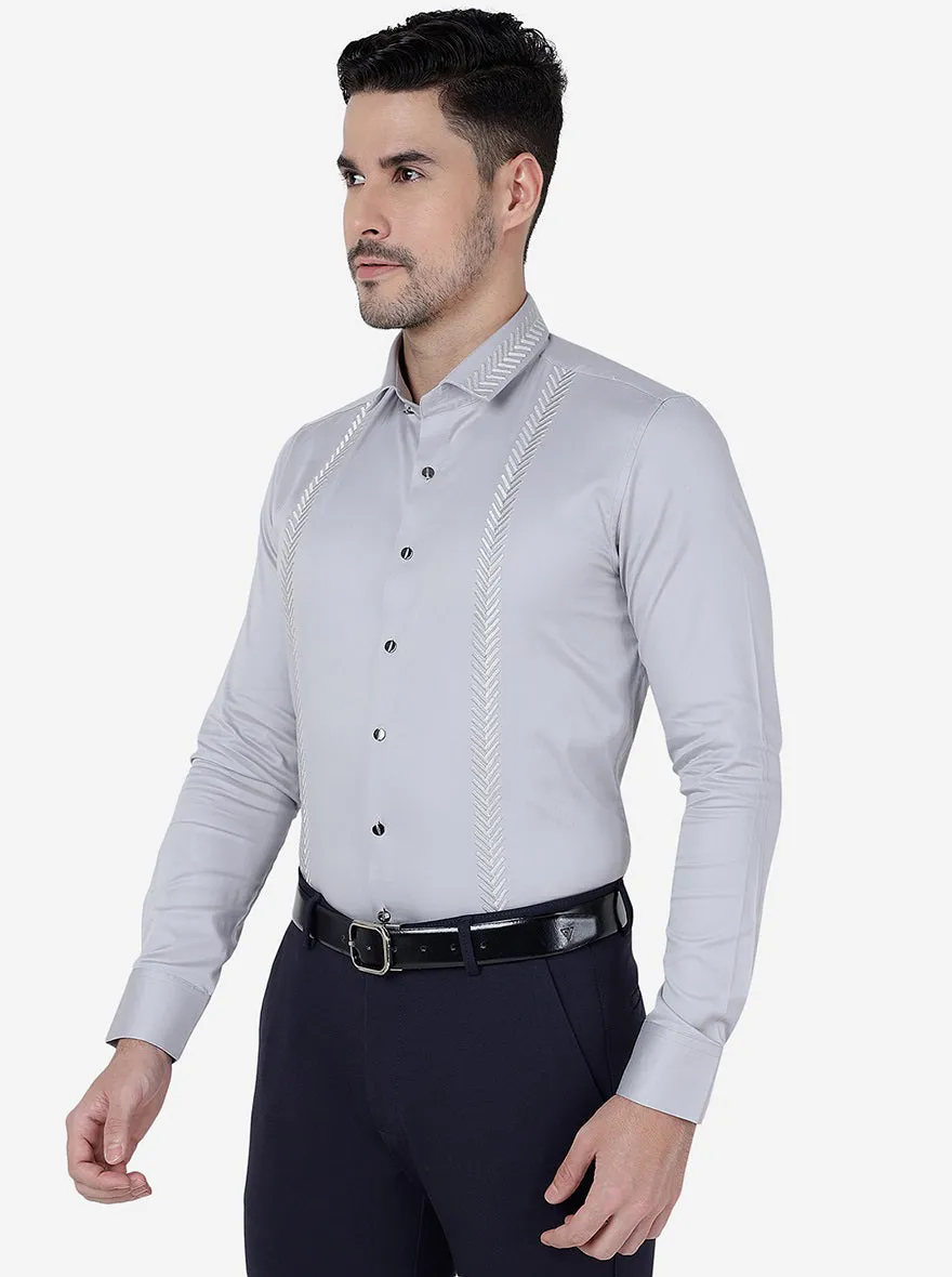 Grey Solid Slim Fit Party Wear Shirt | JB Studio