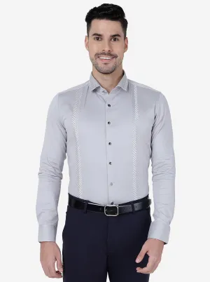 Grey Solid Slim Fit Party Wear Shirt | JB Studio