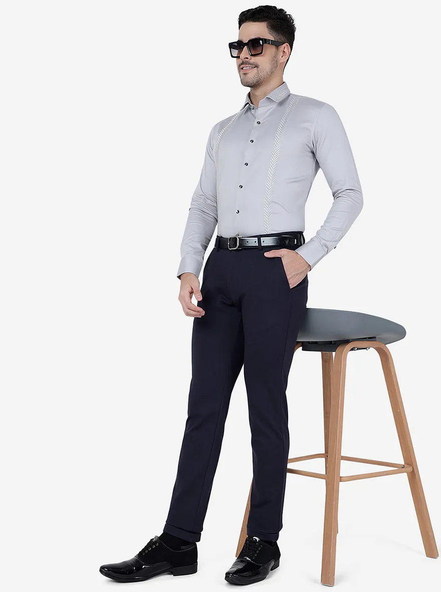 Grey Solid Slim Fit Party Wear Shirt | JB Studio