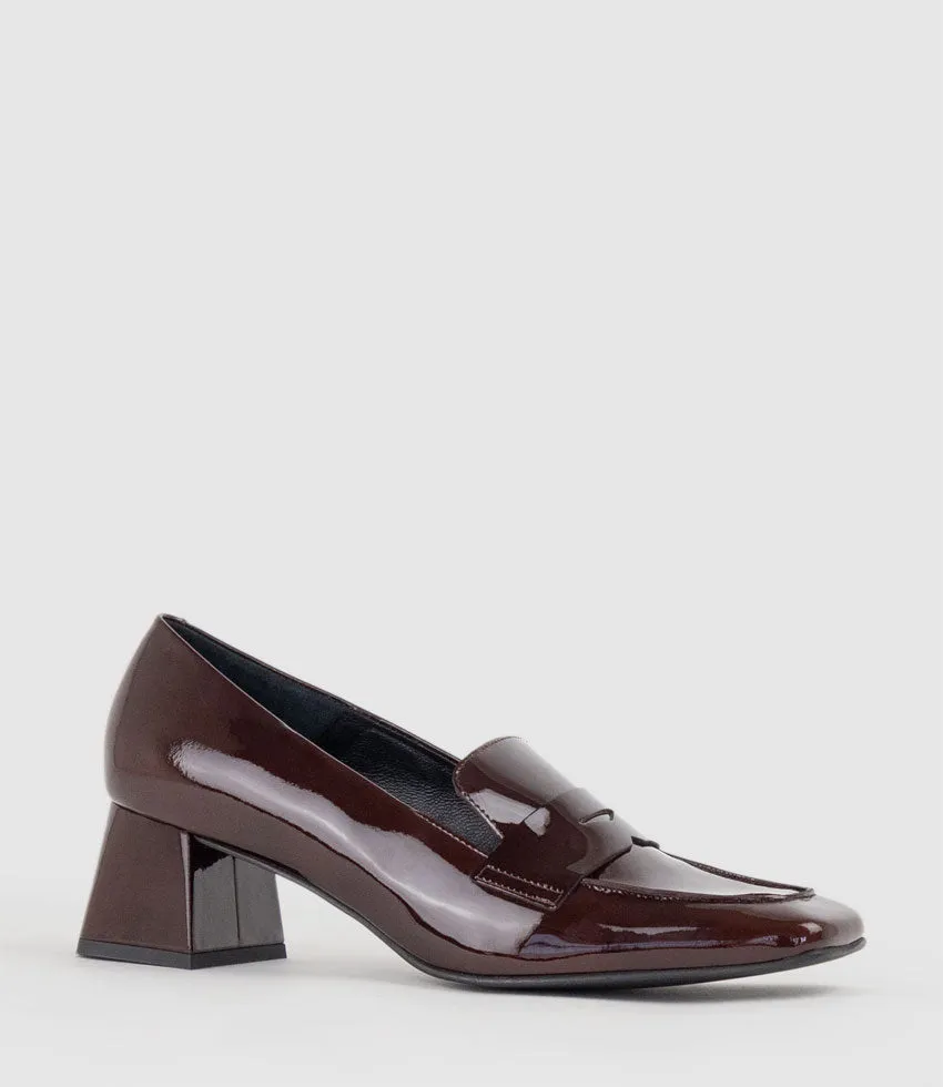 HARRIET45 Loafer on Heel in Wine Patent