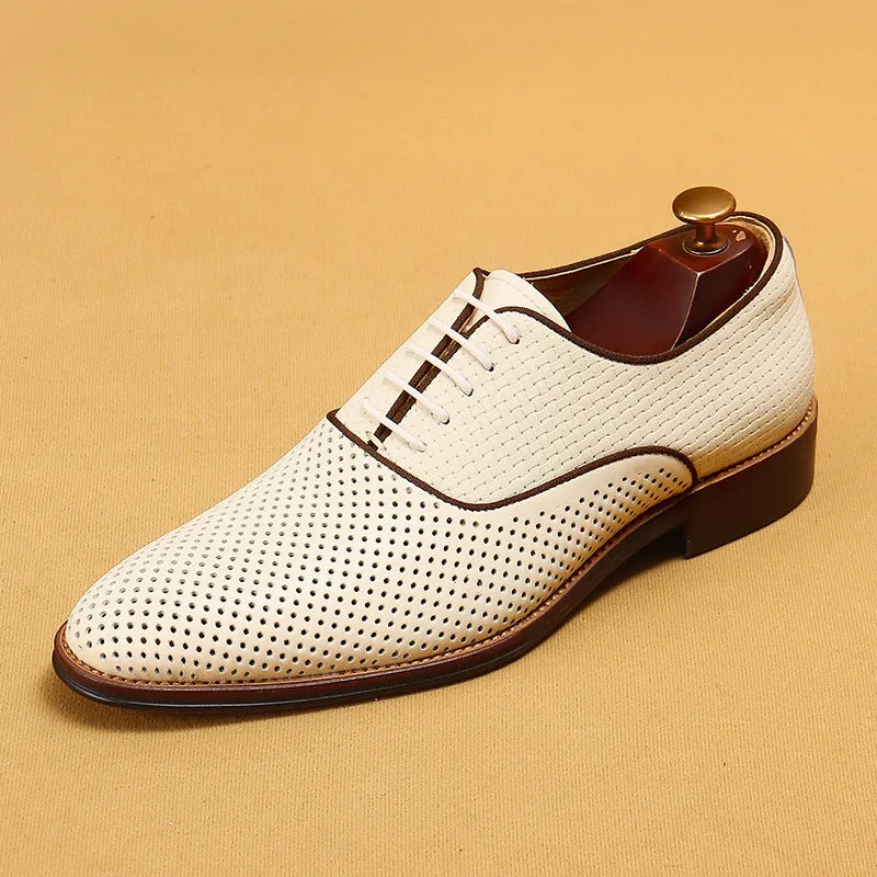 Hollow Leather Shoes Men's British Formal Wear Business Genuine Leather Summer Breathable Men's Section Pointed Oxford Casual Men's Shoes21011