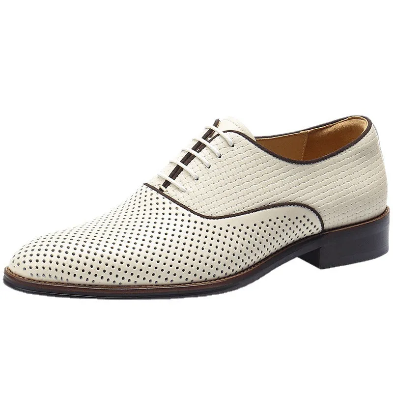 Hollow Leather Shoes Men's British Formal Wear Business Genuine Leather Summer Breathable Men's Section Pointed Oxford Casual Men's Shoes21011