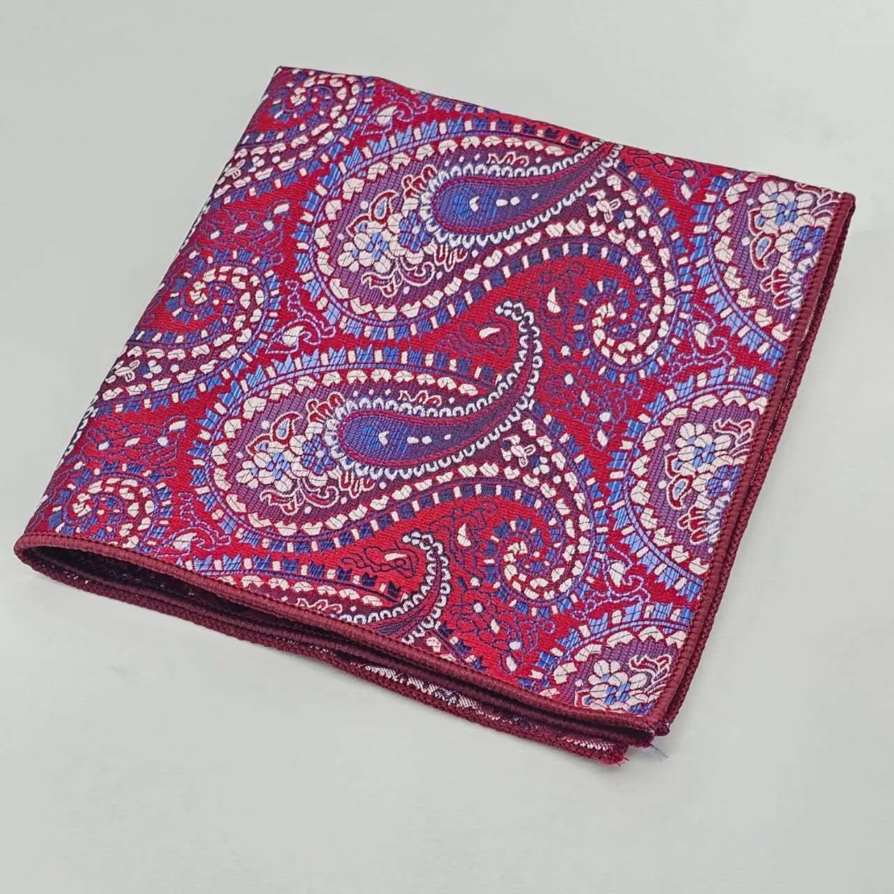 Imperial Crimson Paisley Elegance Tie with Pocket Square