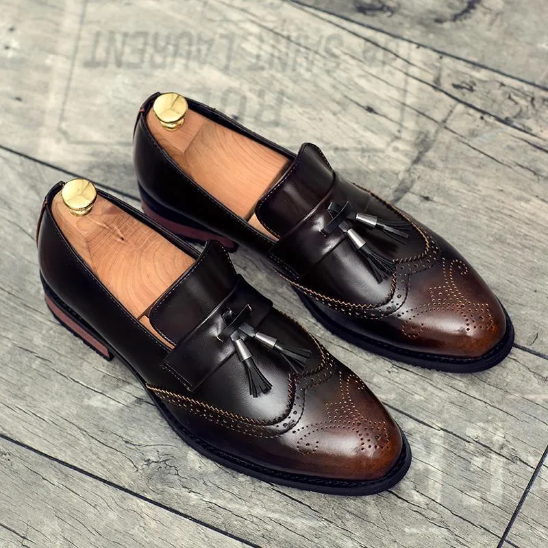 JonasParamount Men Brown Cherry Color Outdoor Formal Casual Ethnic Loafer