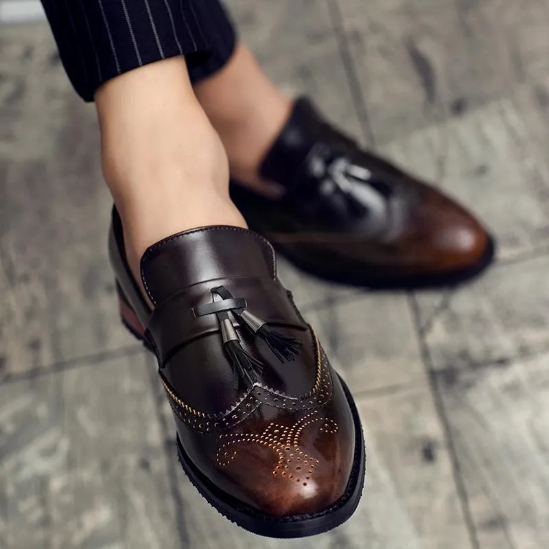 JonasParamount Men Brown Cherry Color Outdoor Formal Casual Ethnic Loafer