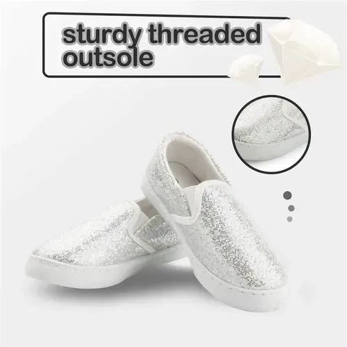 Kids Boys Girls Sneakers Glitter Silver - KKOMFORME