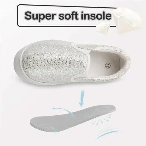 Kids Boys Girls Sneakers Glitter Silver - KKOMFORME