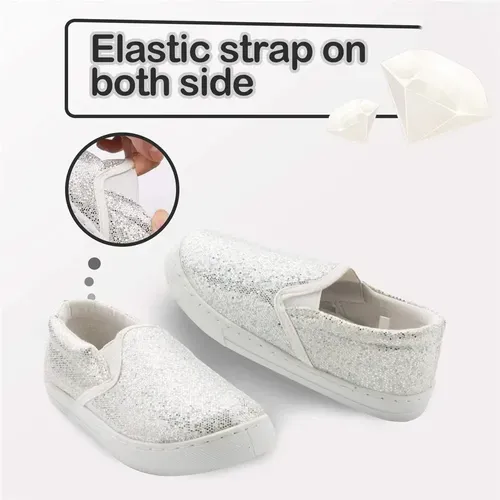 Kids Boys Girls Sneakers Glitter Silver - KKOMFORME