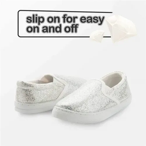 Kids Boys Girls Sneakers Glitter Silver - KKOMFORME