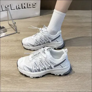 Lace-Up Mesh Platform Athletic Shoes