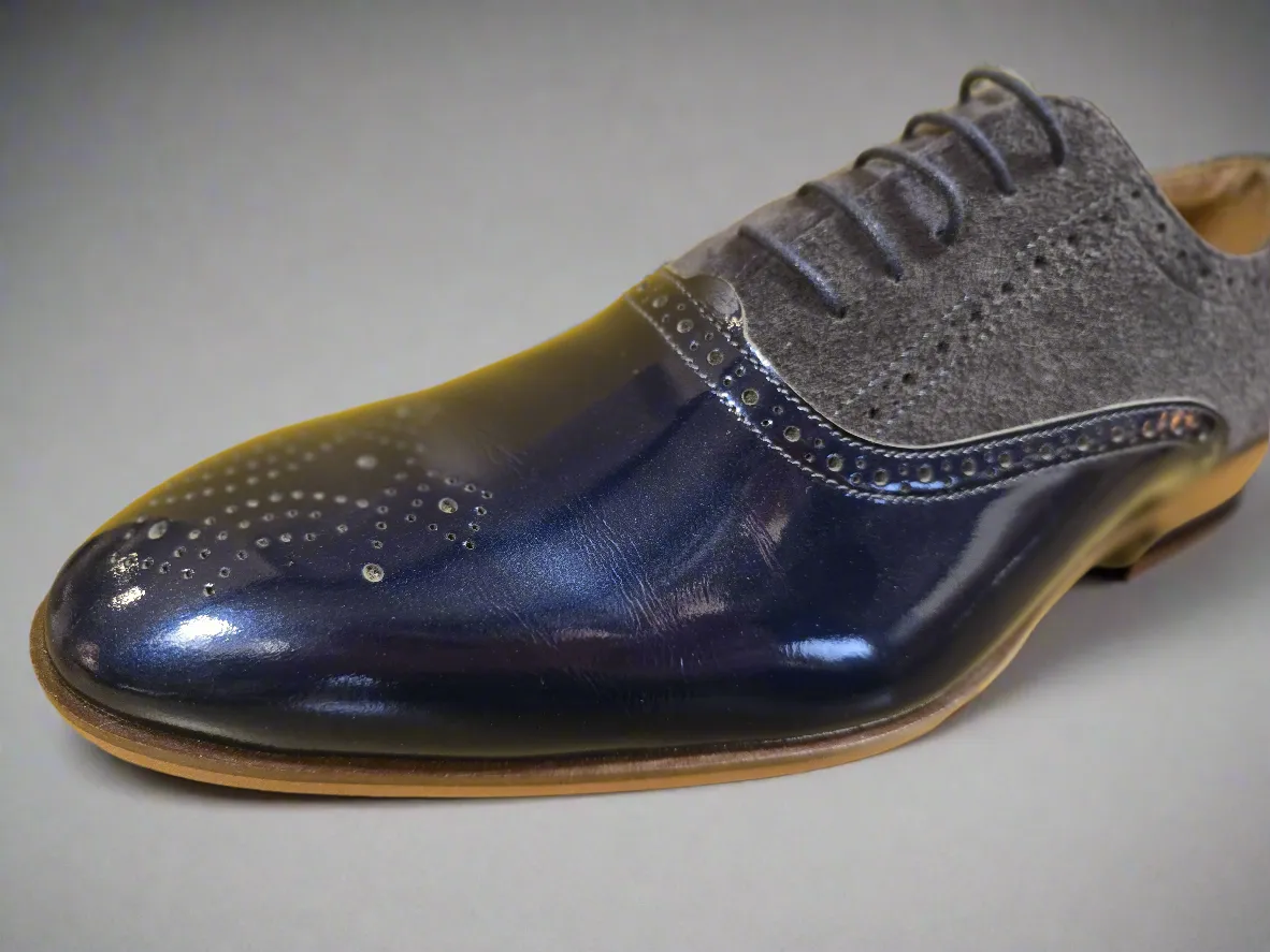 Lacuzzo Patent Blue Suede Shoes