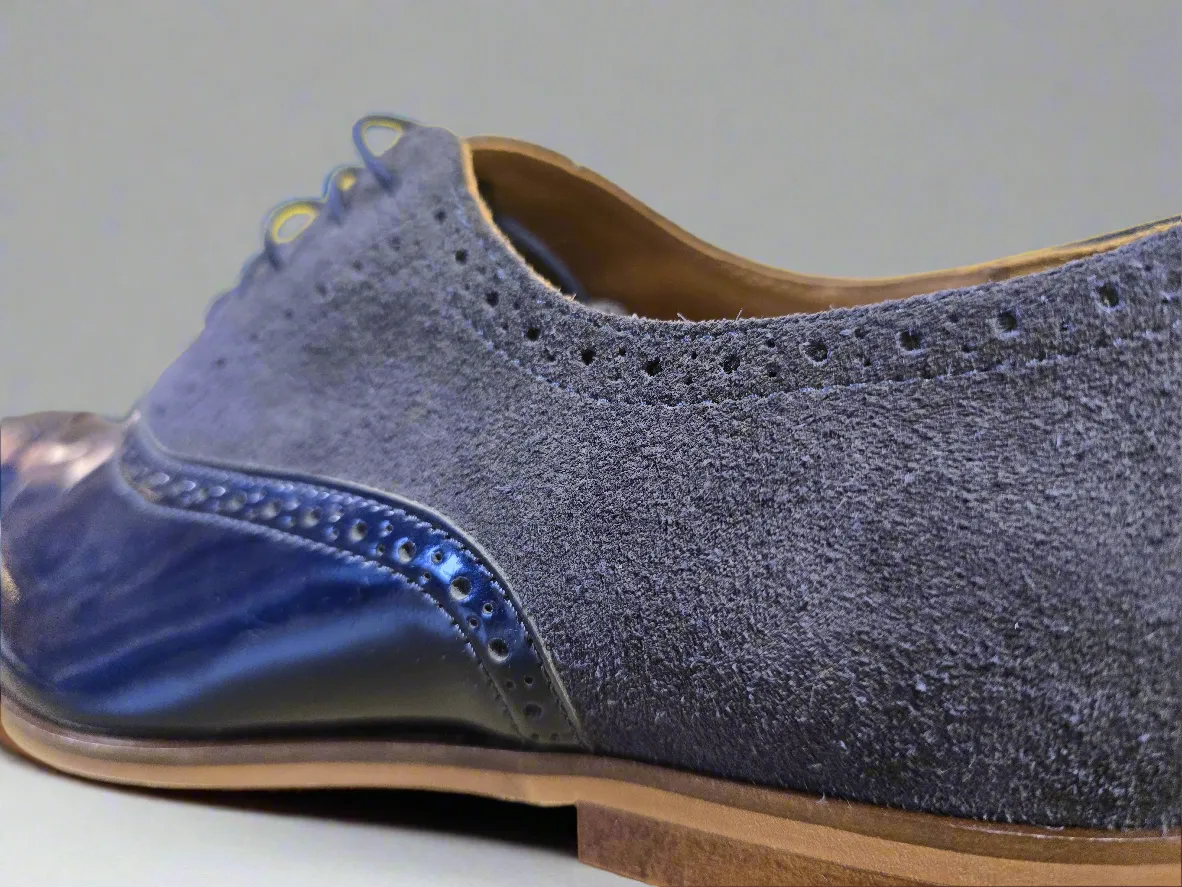 Lacuzzo Patent Blue Suede Shoes