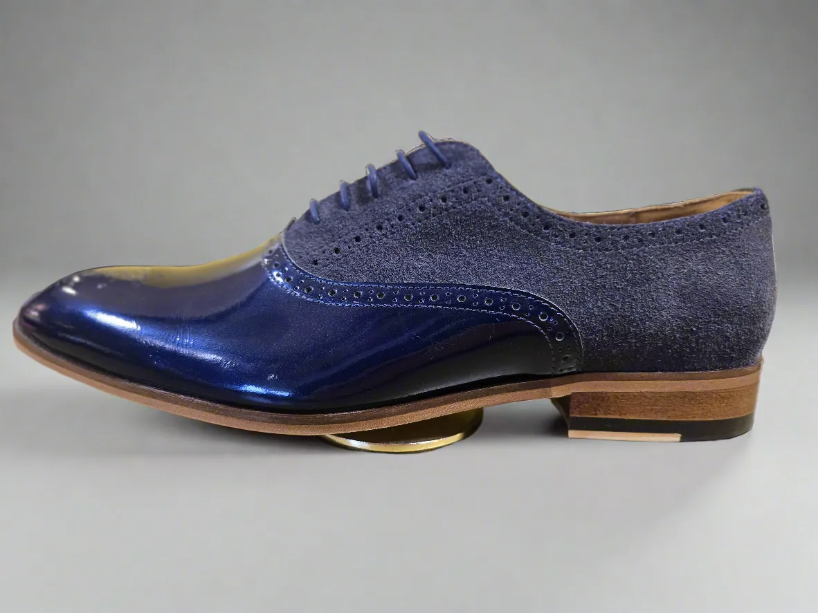 Lacuzzo Patent Blue Suede Shoes