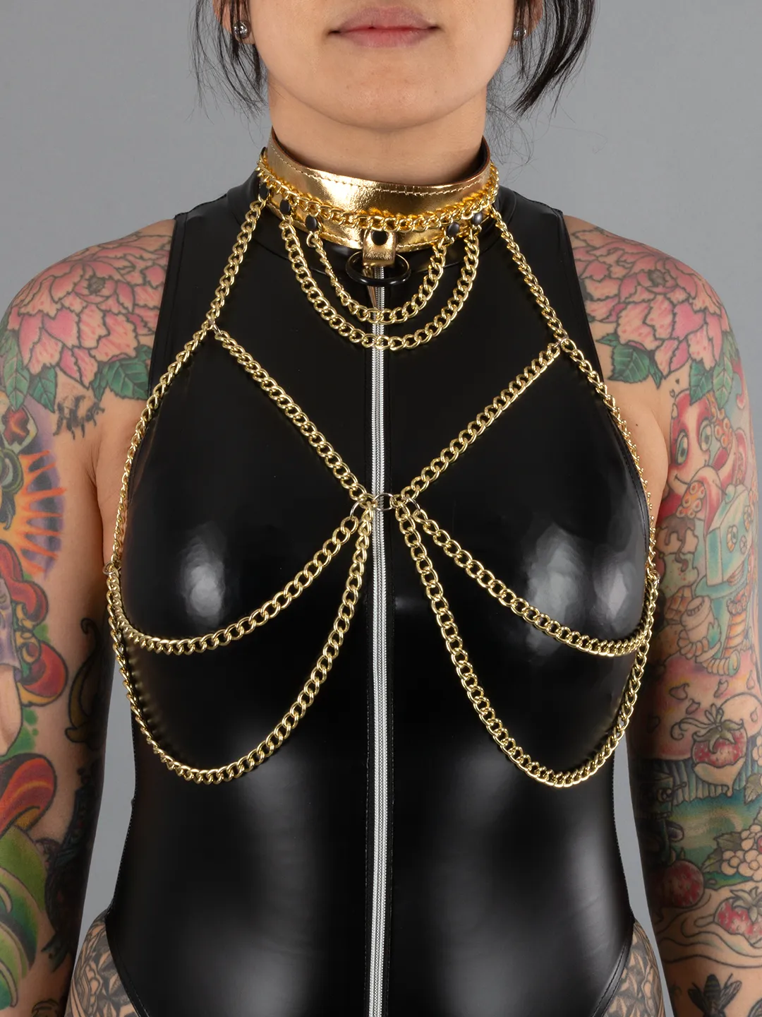 Leather and Chain Bra Harness