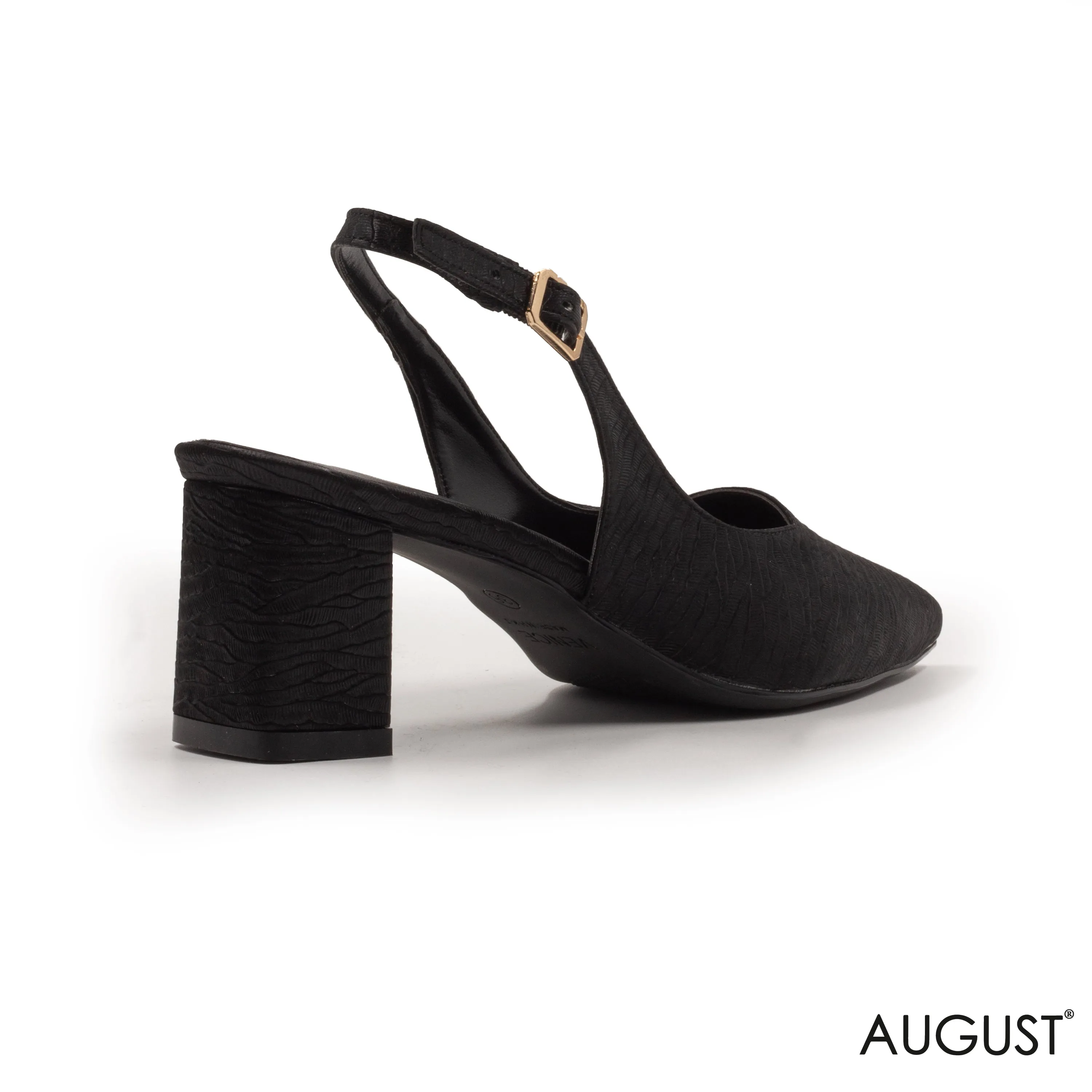 LEATHER BLACK BLOCK - HEEL WITH BUCKLE