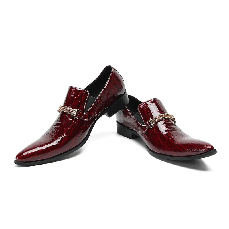 Leather shoes men's formal business red British casual men's summer breathable suit wedding groom's shoes lazy shoes