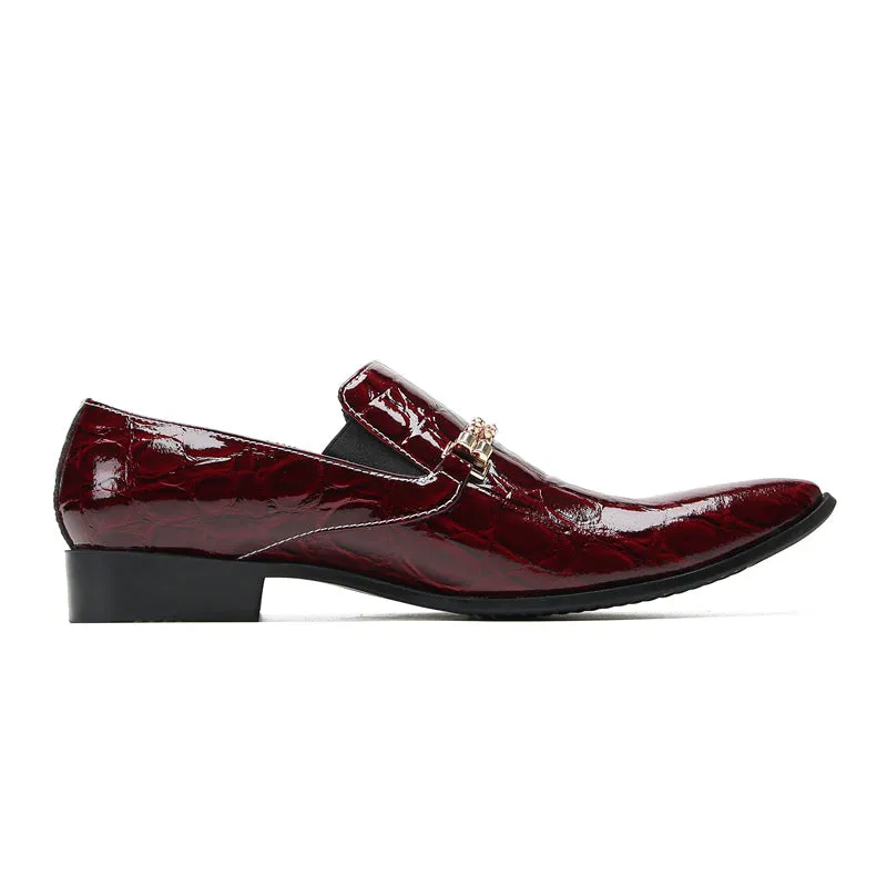 Leather shoes men's formal business red British casual men's summer breathable suit wedding groom's shoes lazy shoes