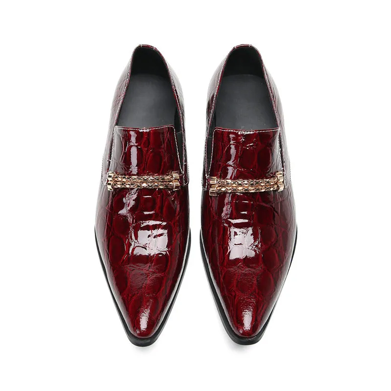Leather shoes men's formal business red British casual men's summer breathable suit wedding groom's shoes lazy shoes
