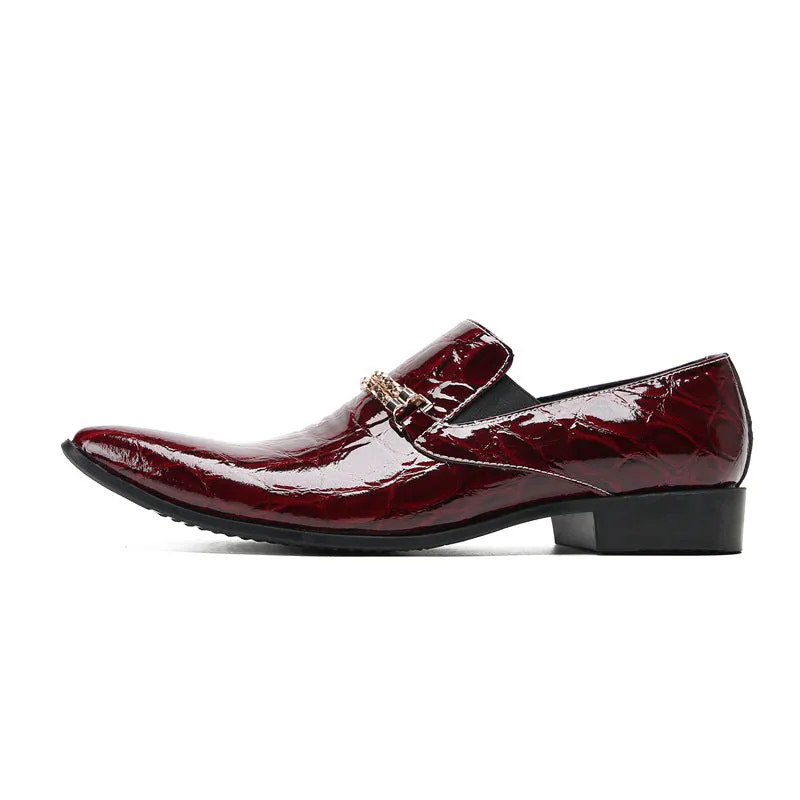 Leather shoes men's formal business red British casual men's summer breathable suit wedding groom's shoes lazy shoes