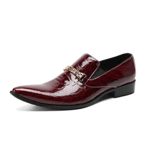 Leather shoes men's formal business red British casual men's summer breathable suit wedding groom's shoes lazy shoes
