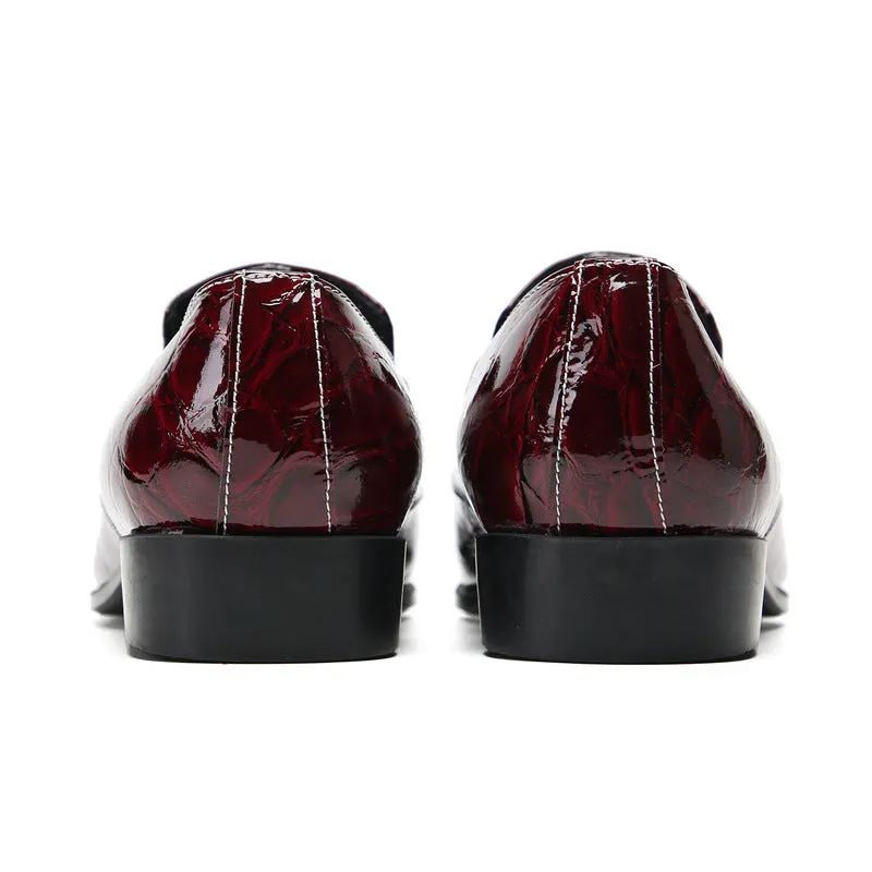 Leather shoes men's formal business red British casual men's summer breathable suit wedding groom's shoes lazy shoes
