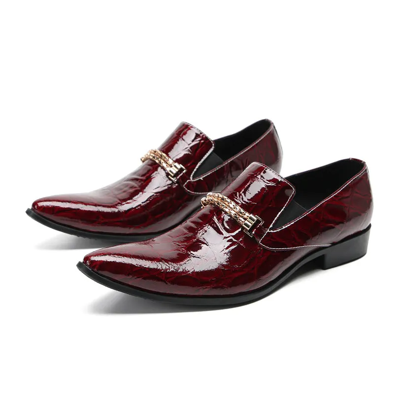 Leather shoes men's formal business red British casual men's summer breathable suit wedding groom's shoes lazy shoes