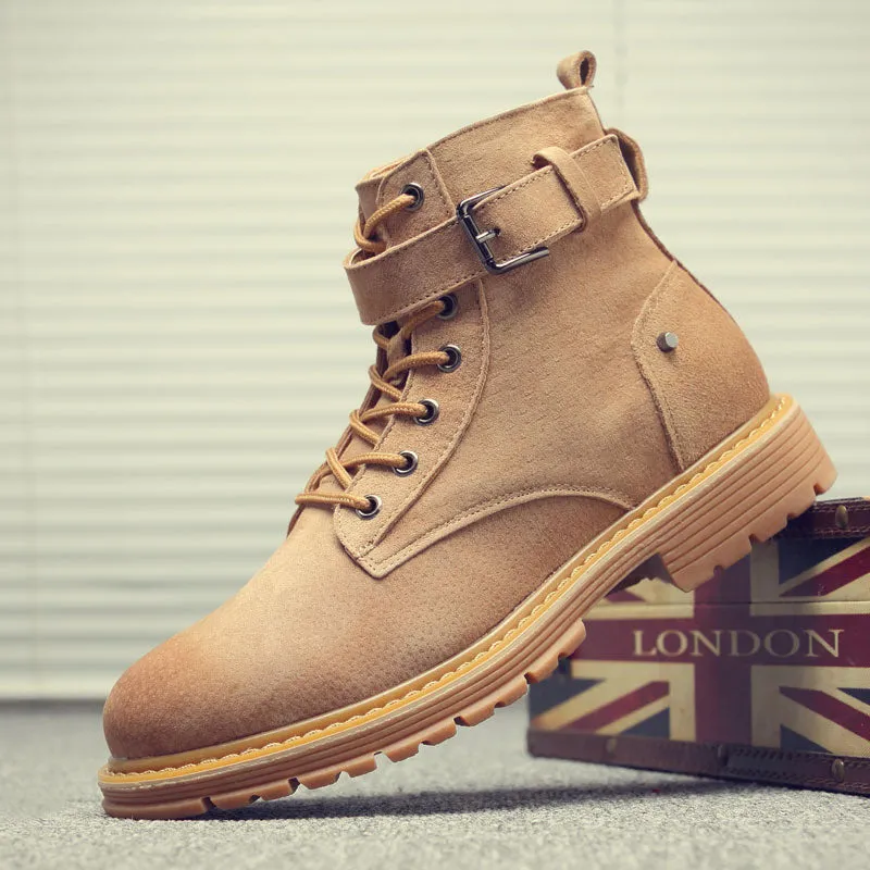 Leather Short Boots High-top Men's Boots Mid-top Tooling Shoes