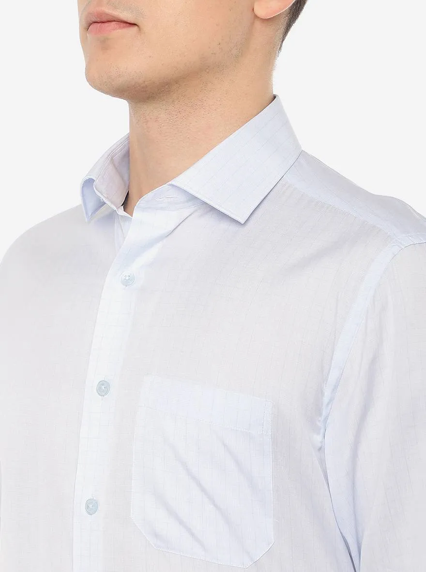 Light Blue Checked Regular Fit Formal Shirt | JadeBlue