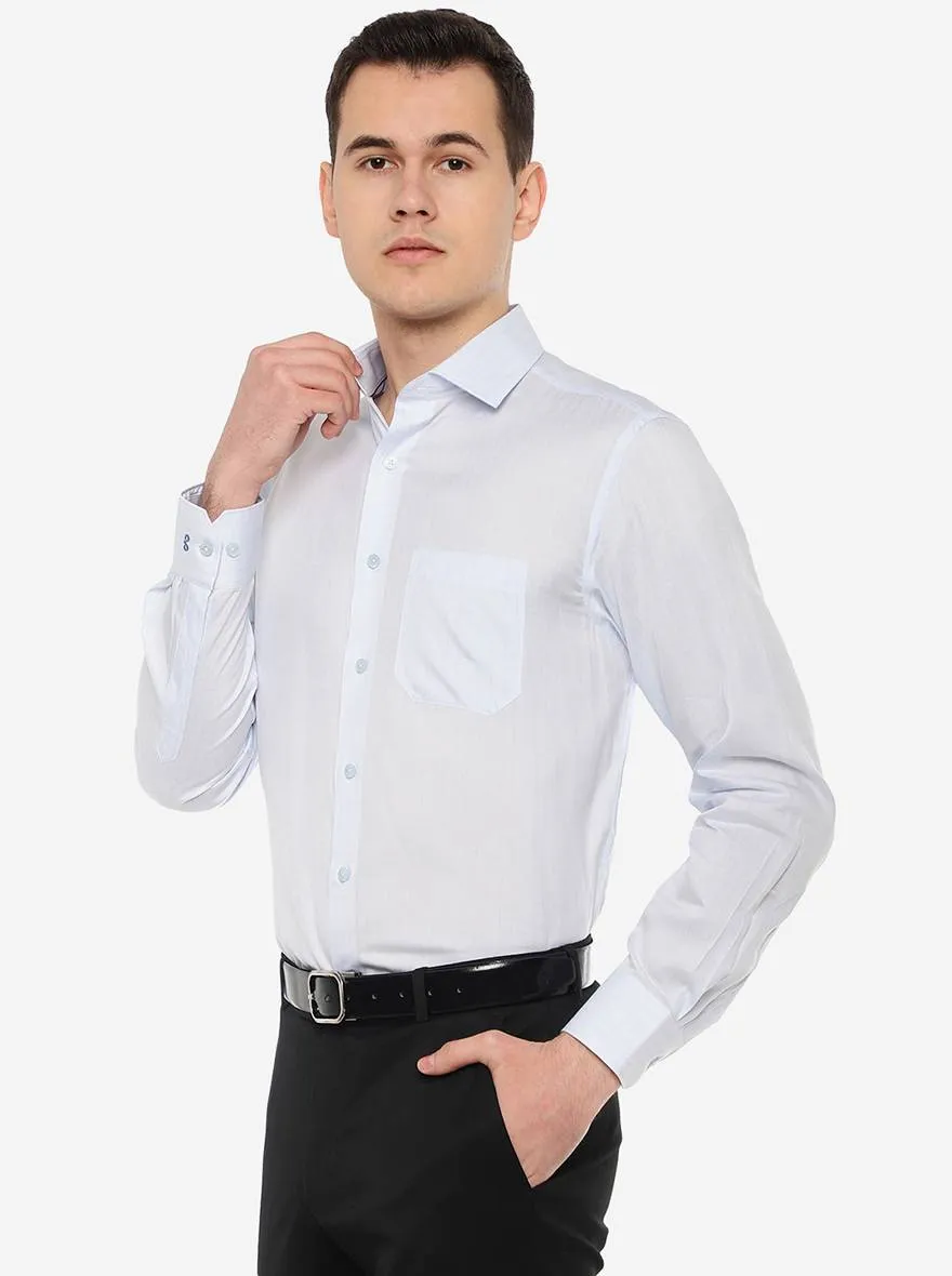 Light Blue Checked Regular Fit Formal Shirt | JadeBlue