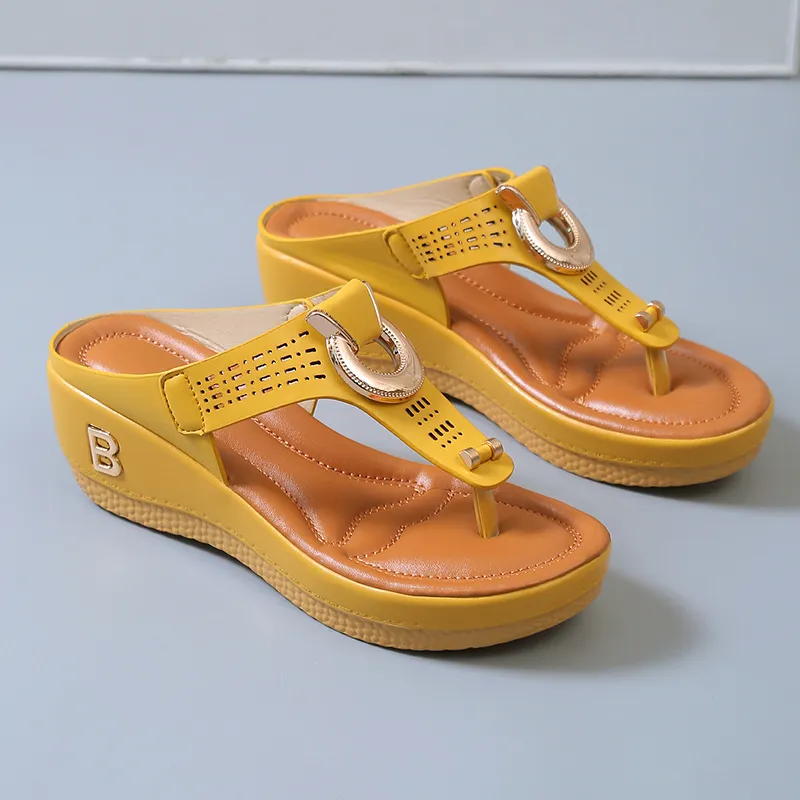 Low-Wedge Women Orthopedic Sandals Casual Flat Shoes Flip Flops Ladies Anti-Slip