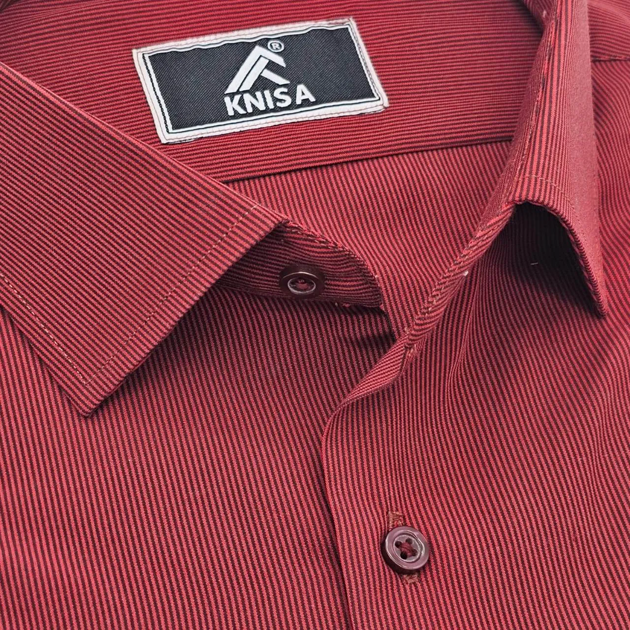Maroon with Black Pin Strip Shirt