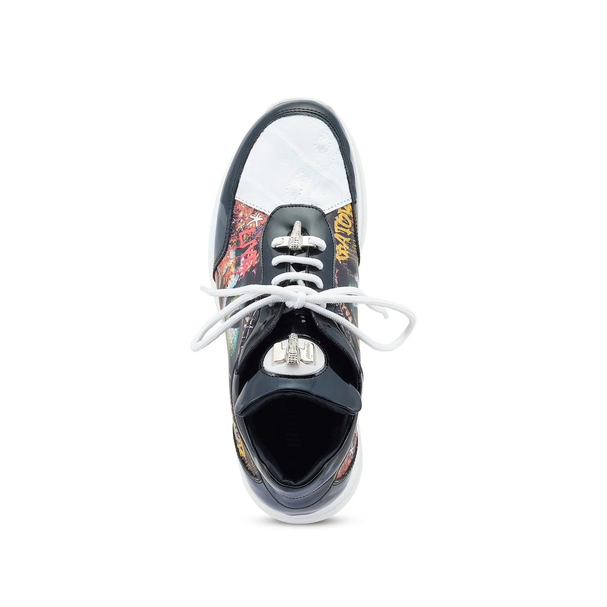 Mauri Solace in Black / White Mens Exotic Crocodile / Patent / Calf-Skin Leather Casual Sneakers